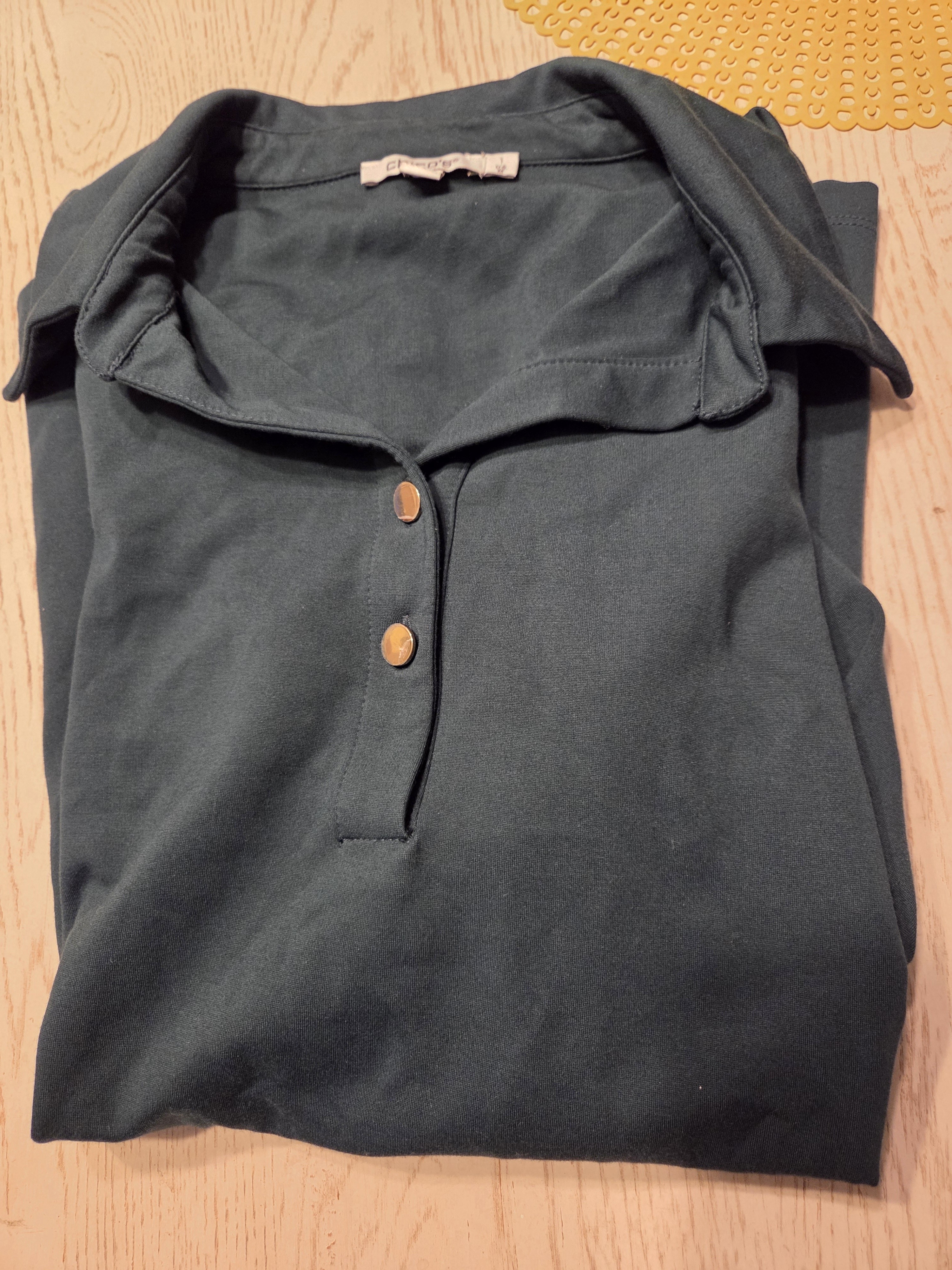 Chico's Dark Teal Top With Branded Label Size 1 ( Medium) 8-10 Excellent